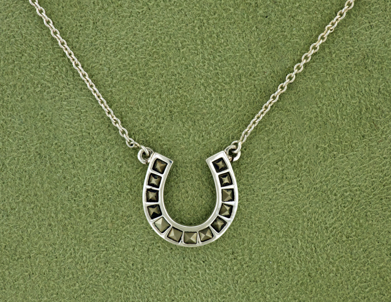 Medium Marcasite Horseshoe Necklace - Equestrian Jewelry