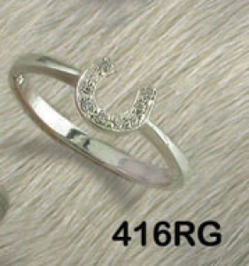 CZ Equestrian Horseshoe Ring - Horse Jewelry