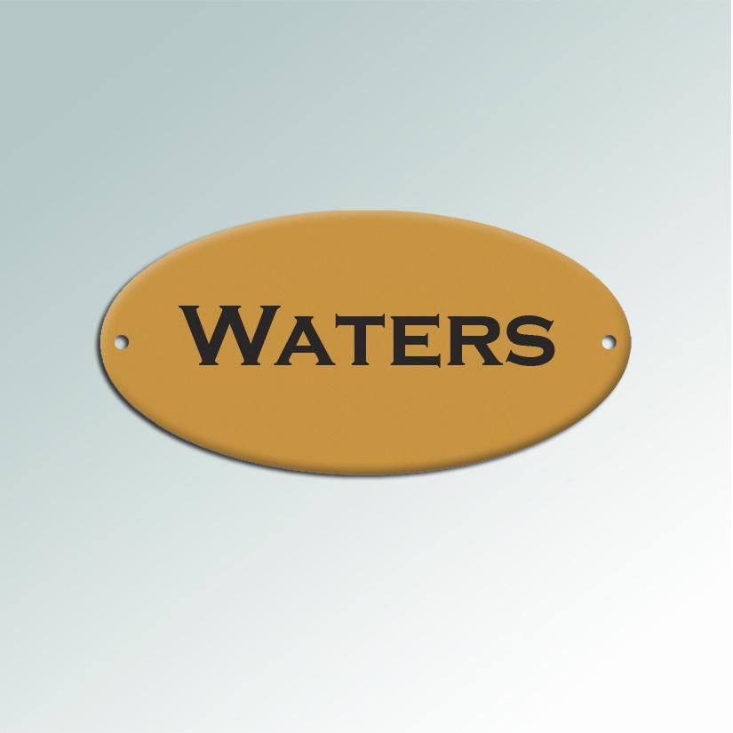 Engraved solid brass oval tack trunk nameplate.