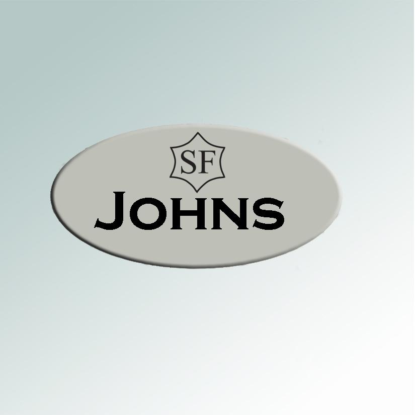 Plastic oval with Breed Logo and text tack trunk nameplate for your tack trunk, mounting block, stall door and more. 25+ horse breed logos to choose from.