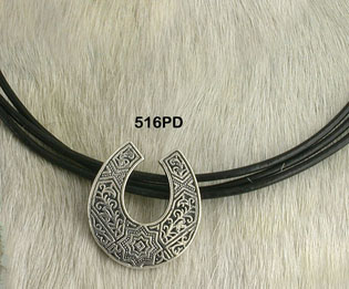 Decorative Horseshoe - Triple Leather Necklace - Horse Jewelry