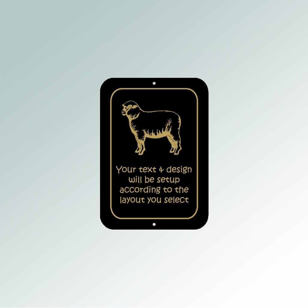 Personalized plastic farm animal sign with your choice of custom engraved text and a farm animal design.