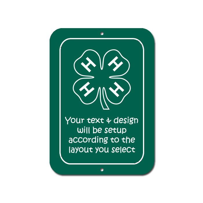Personalized plastic rectangle sign with text and your choice of 4-H logo. 4-H Sign