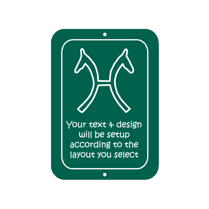 Personalized horse breed logo sign with custom engraved text.
