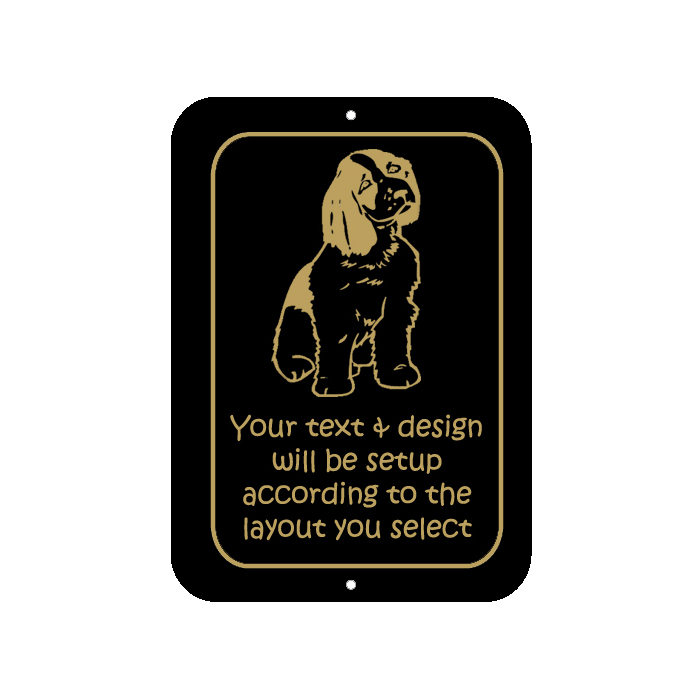 Custom engraved plastic sign with personalized text and dog design 3 of your choice. Plastic Dog Sign