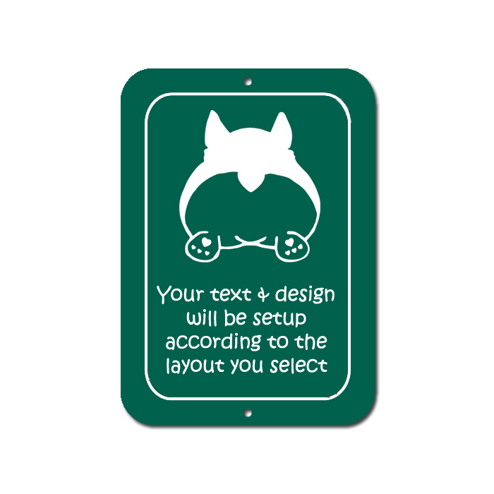 Custom engraved plastic sign with personalized text and corgi design of your choice. Corgi Sign
