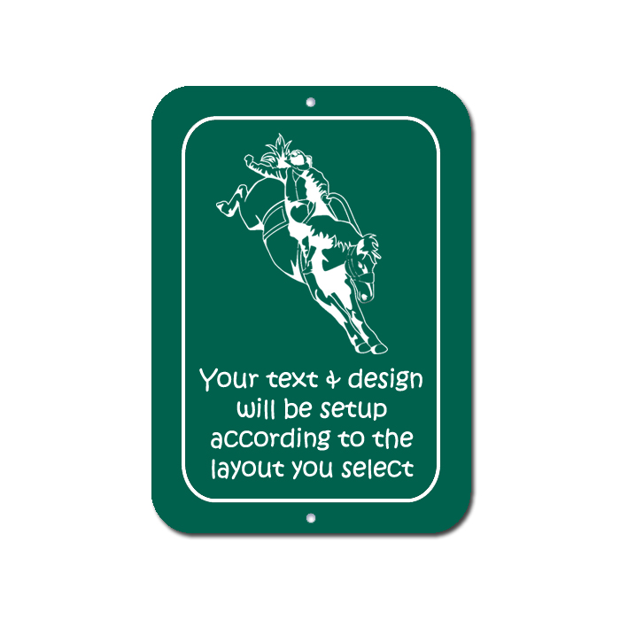 Custom engraved plastic sign with personalized text and the rodeo design of your choice. Rodeo Design