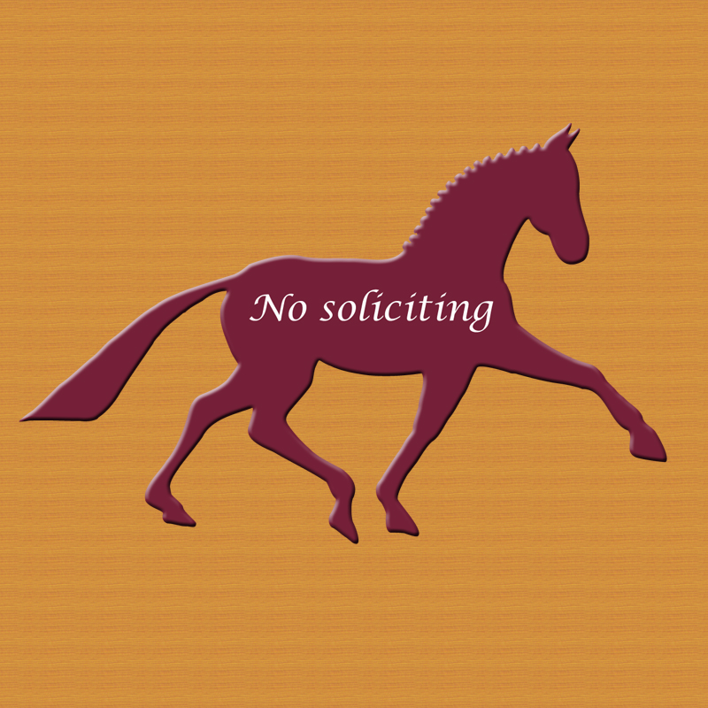 Trotting horse plastic sign with custom engraved text.
