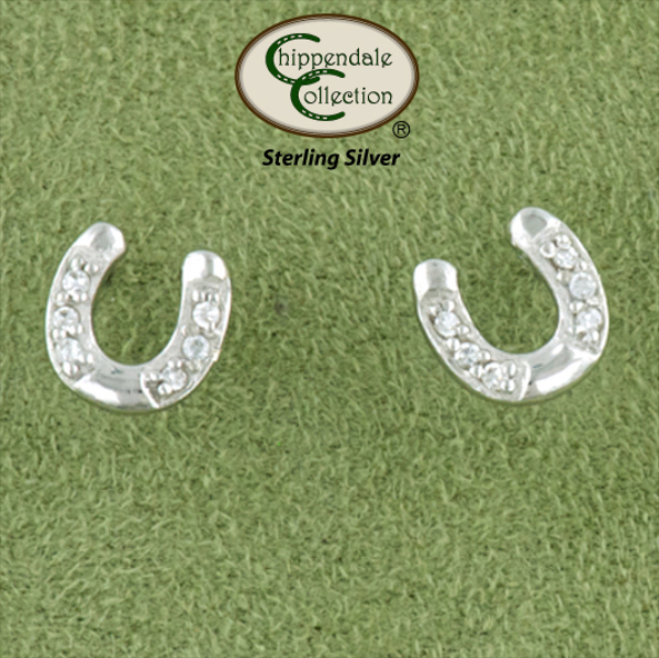 Horseshoe CZ Earrings - Small - Horse Jewelry