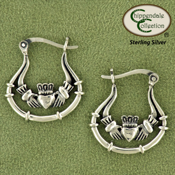 Celtic Claddagh Hoop Earrings - Equestrian Jewelry