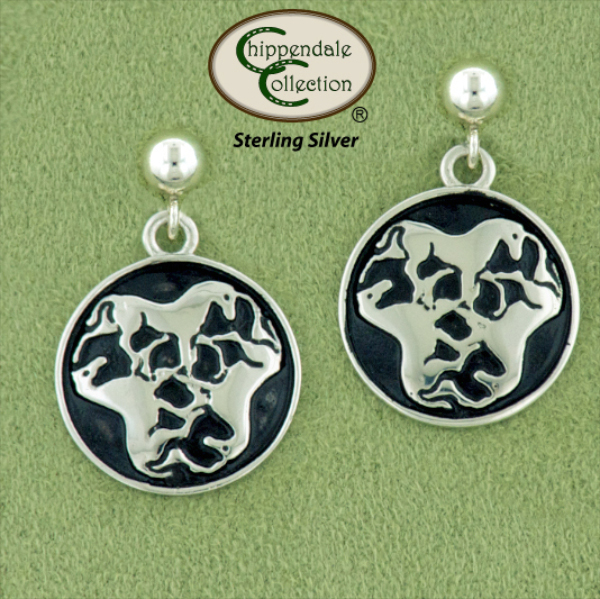 Celtic knotwork  triple horse sterling silver equestrian jewelry ball and post earrings.