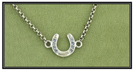 Horseshoe Necklace - Blue CZ - Horse Jewelry