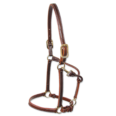 Weanling//SMALL Pony LEATHER HAVANNA BROWN Adjustable HALTER BRASS Hardware