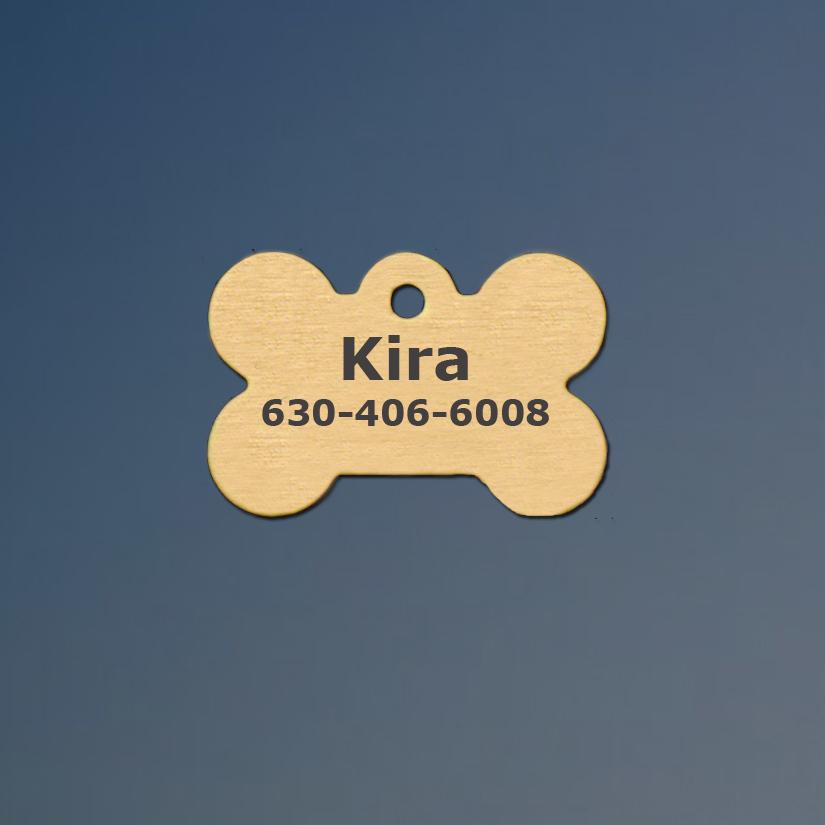Custom engraved brass dog bone nameplate ID tag for your dog's collar. Dog Name Tag