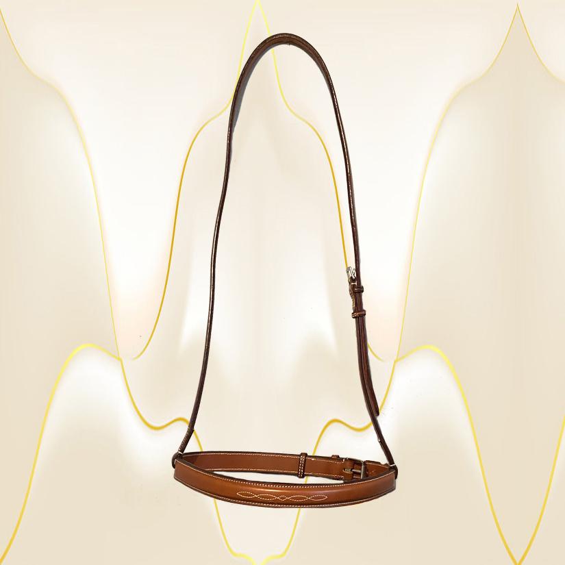 Edgewood leather fancy stitched raised noseband / caveson - 1". Noseband comes in Cob, Horse and Oversize.