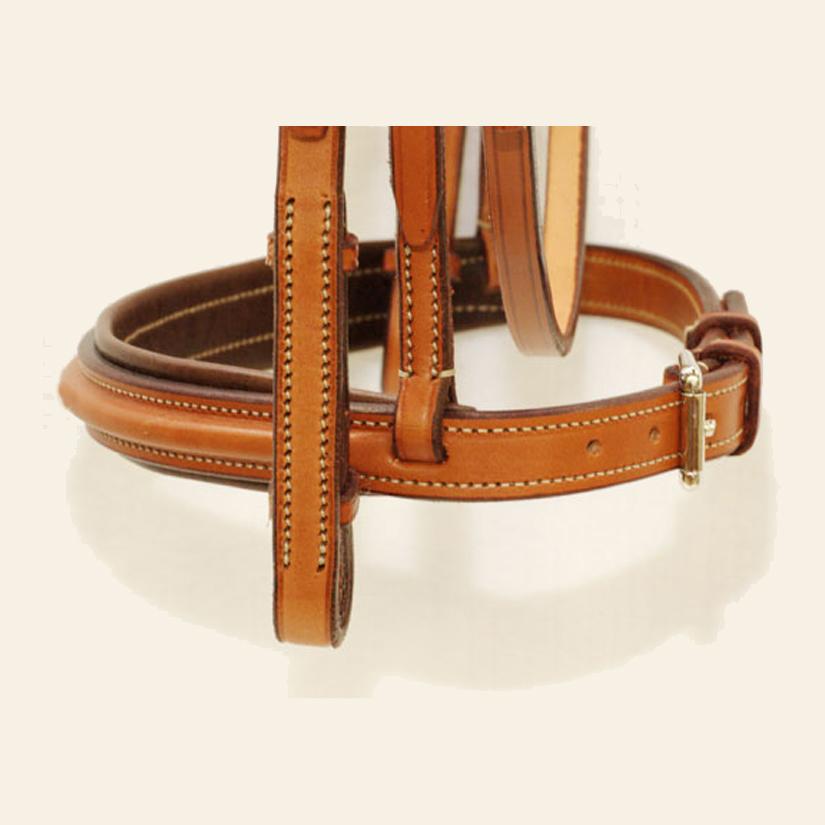 1" plain raised padded Edgewood leather noseband / caveson.