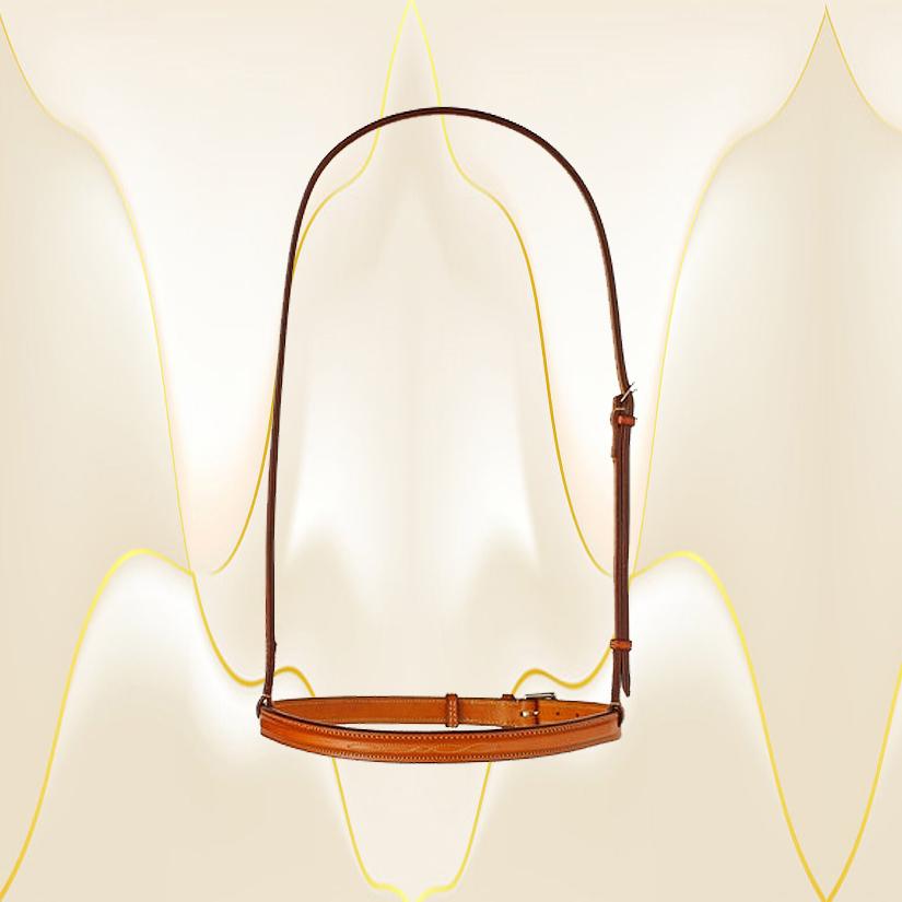 Edgewood leather fancy stitched raised noseband / caveson - 3/4". Noseband comes in Cob, Horse and Oversize.
