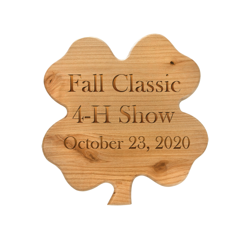 Engraved alder 4-H clover plaque with personalized engraved text of you choice. 4-H Award | 4-H Plaque