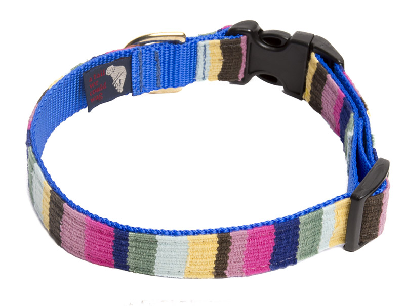 Medium adjustable A Tail We Could Wag woven fabric side release dog collar. Many colors to choose from.