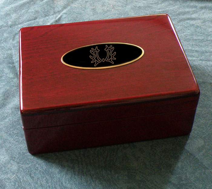Engraved rosewood jewelry box with your choice of horse breed logo and text. Equestrian Jewelry Box