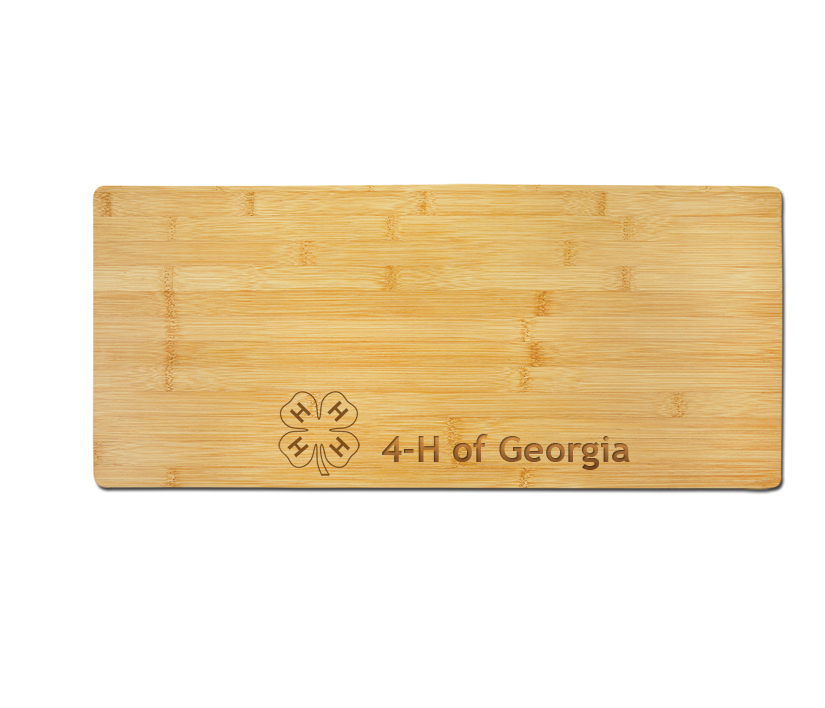 Personalized charcuterie board with your choice of 4-H logo and engraved text. 4-H Charcuterie Board