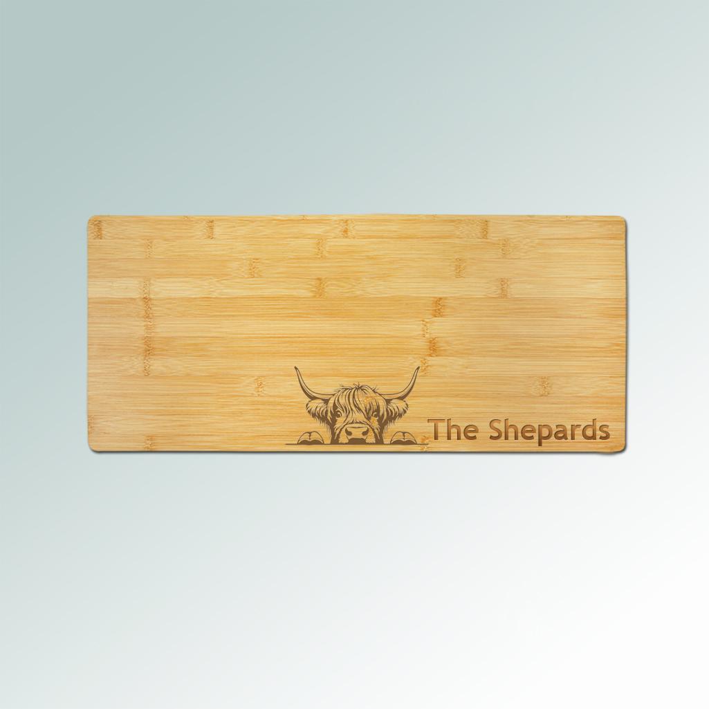 Custom engraved bamboo farm animal charcuterie board with your choice of farm animal design and personalized text. 100+ farm animal designs to choose from.