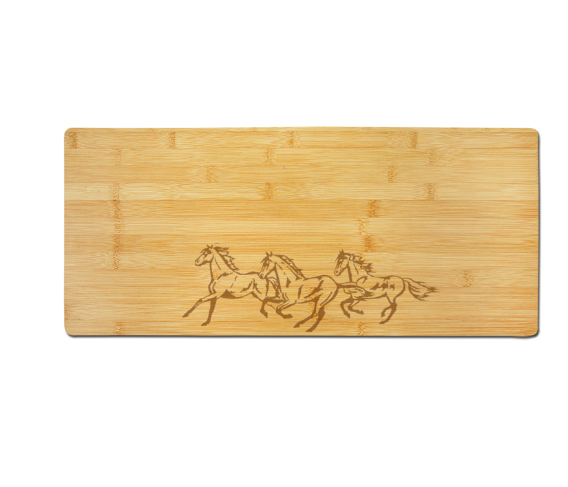 Personalized charcuterie board with your choice of horse design 2 and engraved text. Equestrian Charcuterie Board