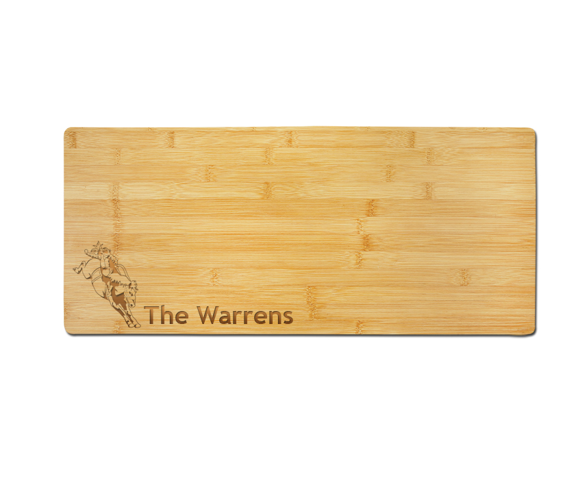 Personalized charcuterie board with your choice of rodeo design and engraved text. Rodeo Charcuterie Board