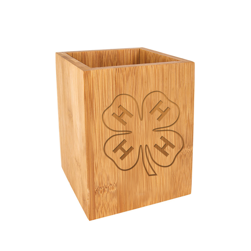 Personalized kitchen utensil holder with your choice of text and 4-H logo. 4-H Utensil Holder