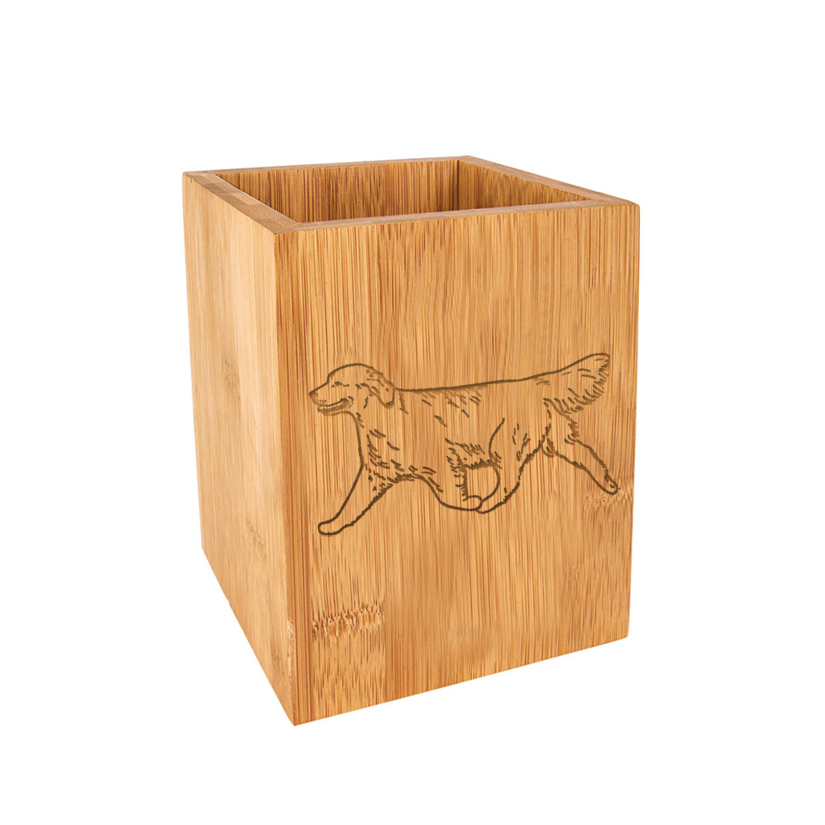 Personalized kitchen utensil holder with your choice of text and Golden Retriever design. Golden Retriever Utensil Holder