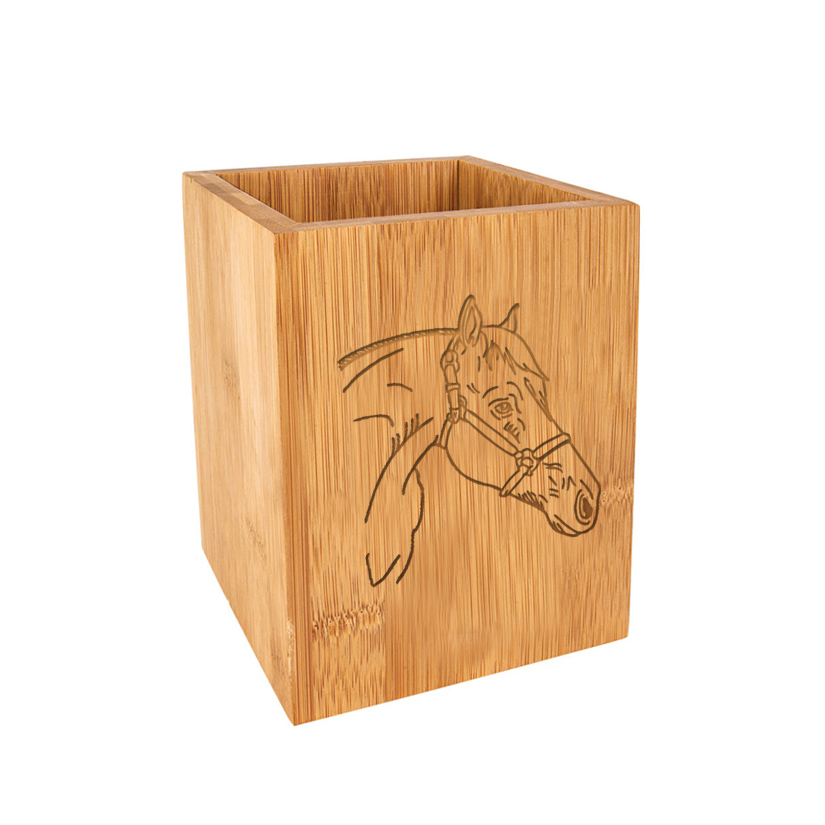 Personalized kitchen utensil holder with your choice of text and horse design. Equestrian Utensil Holder