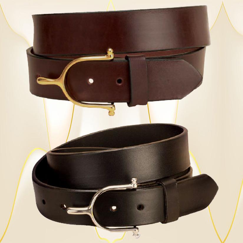 English Spur Buckle Leather Belt - 1 1/2" Tall - Equestrian