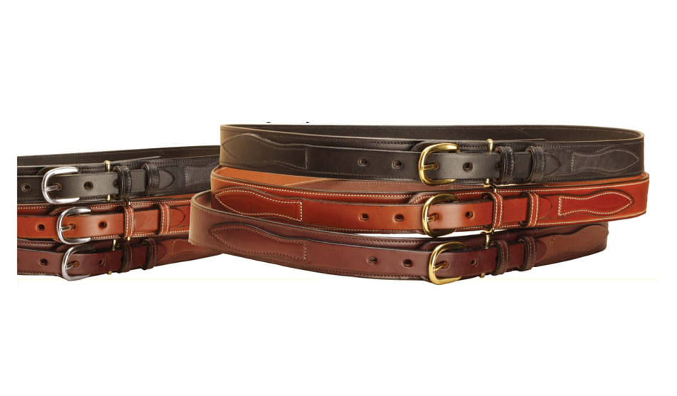 Bridle leather ranger belt with tab design.