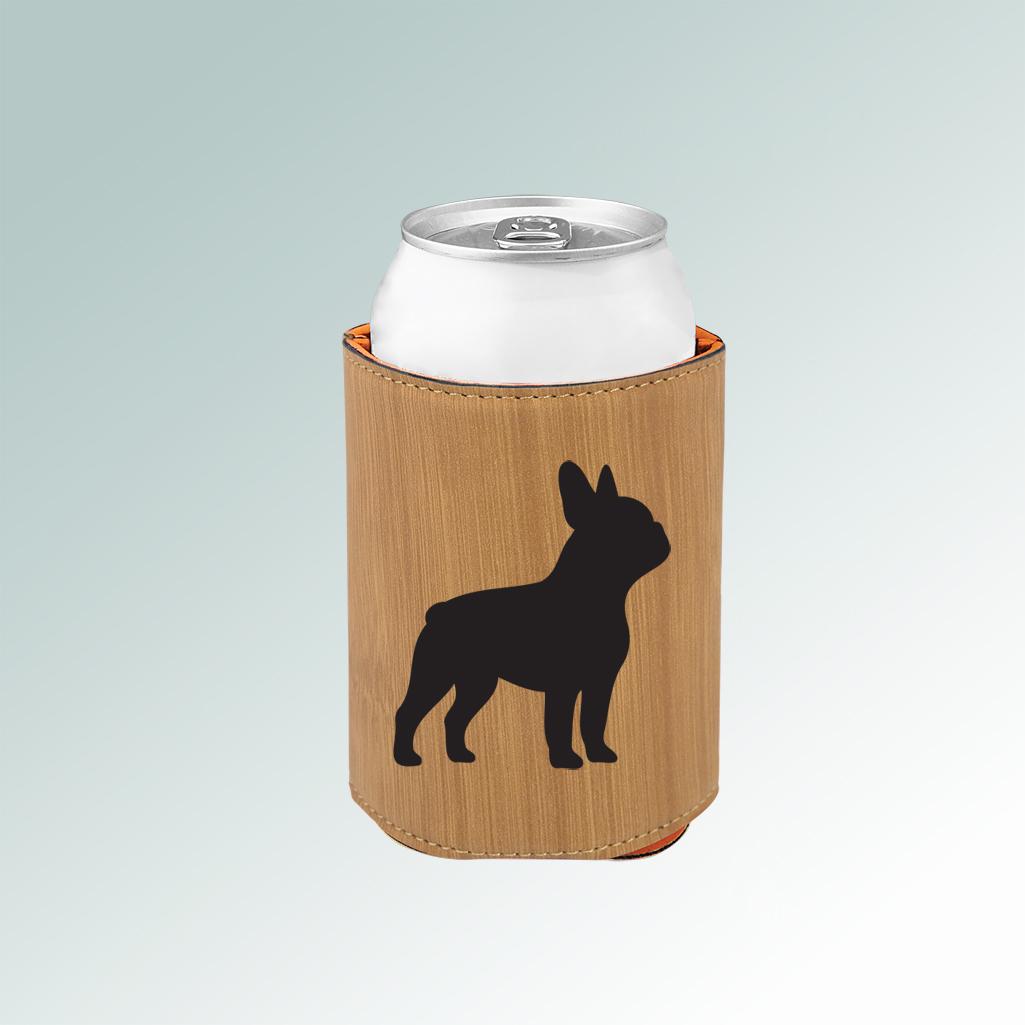 Personalized leatherette dog breed beverage holder with your choice of dog breed design and engraved text. 100+ dog breeds to choose from.