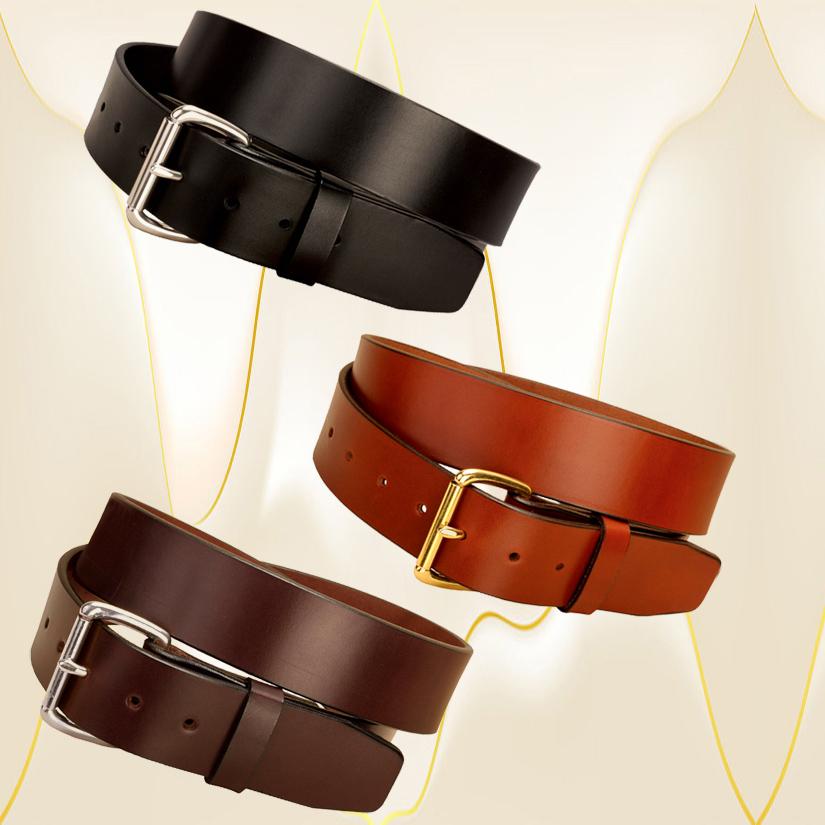1 3/4" wide bridle leather plain strap belt with 9 holes for maximum sizing.