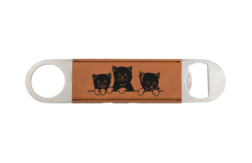 Engraved bottle opener with the cat design and personalized text of your choice. Cat Bottle Opener