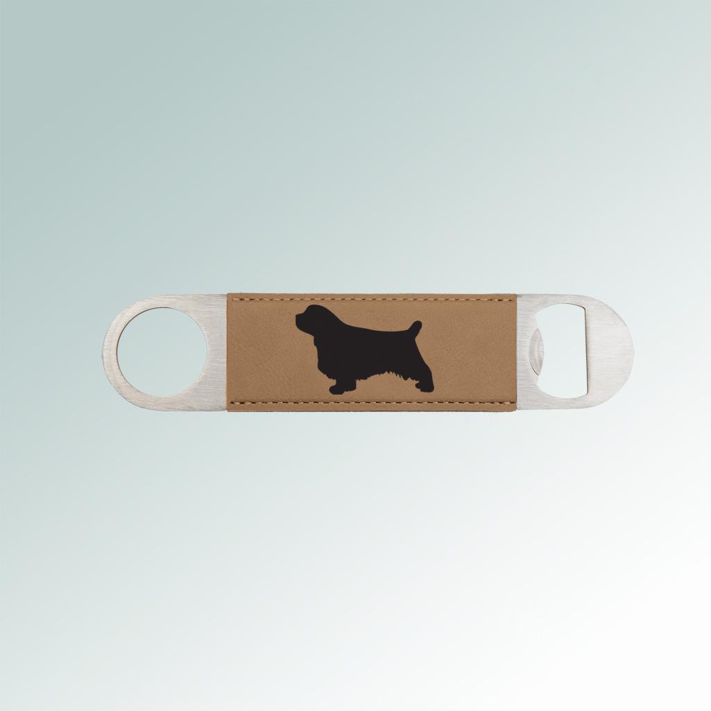 Personalized dog breed bottle opener with a dog breed design and engraved text of your choice. 100+ dog breeds to choose from.