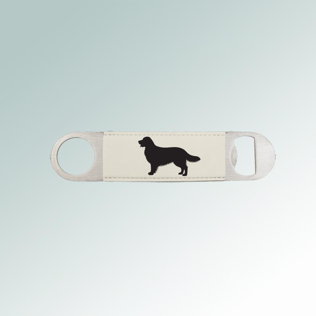 Personalized golden retriever bottle opener with a golden retriever design and engraved text of your choice. 80+ Golden Retriever designs to choose from.