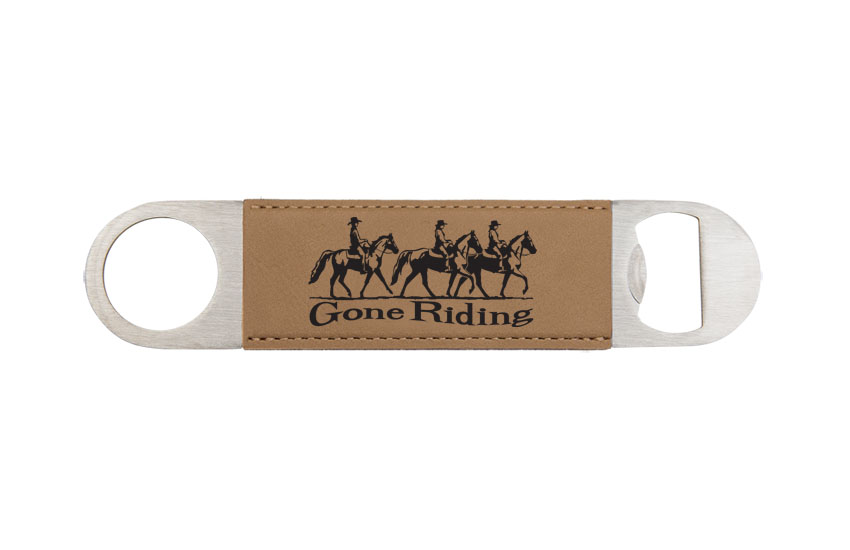 Engraved bottle opener with the horse design 3 and personalized text of your choice. Equestrian Bottle Opener