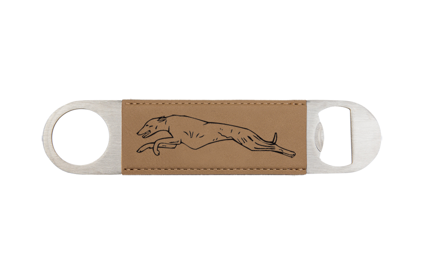 Engraved bottle opener with the dog design 1 and personalized text of your choice. Dog Bottle Opener