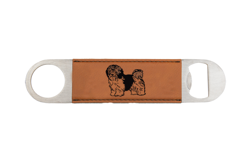 Engraved bottle opener with the dog design 4 and personalized text of your choice. Dog Bottle Opener