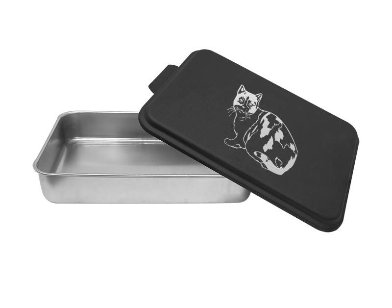 Custom cake pan with your choice of cat design and personalized text.