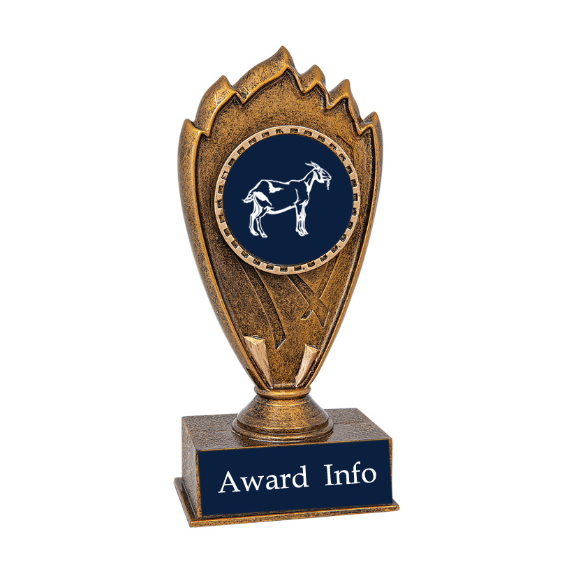 Custom engraved blaze award trophy with your choice of personalized text and farm animal design. Farm Animal Award