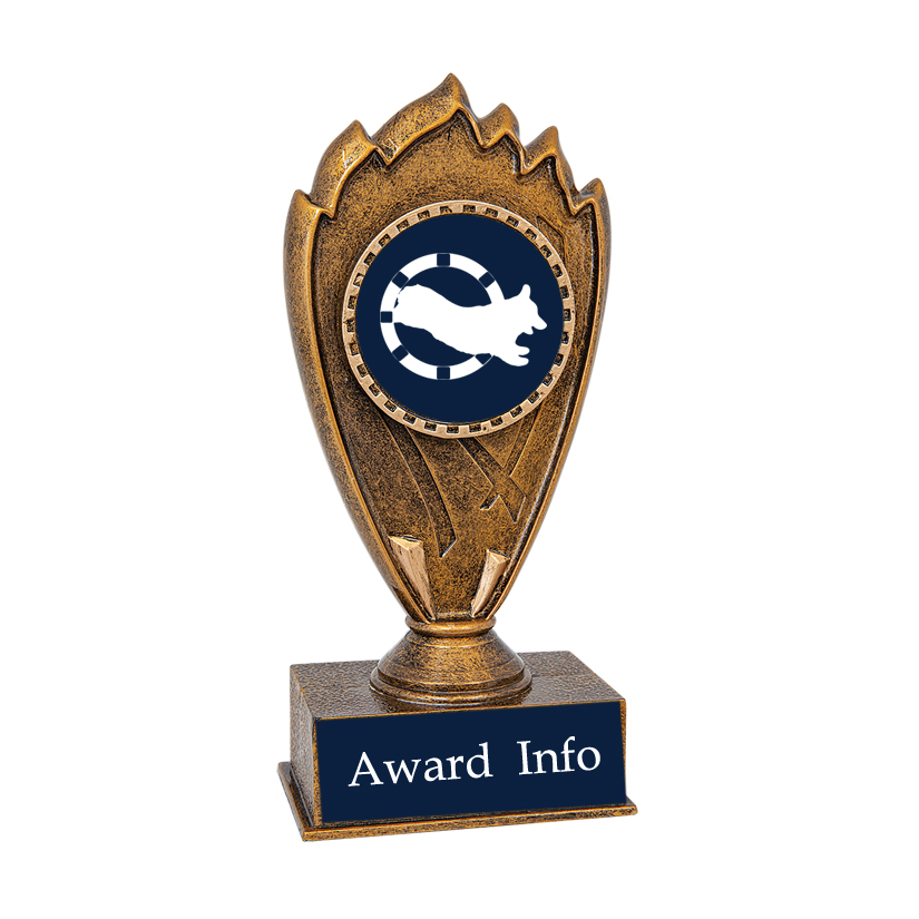 Personalized blaze trophy with your choice of corgi design and custom engraved text. Corgi Award