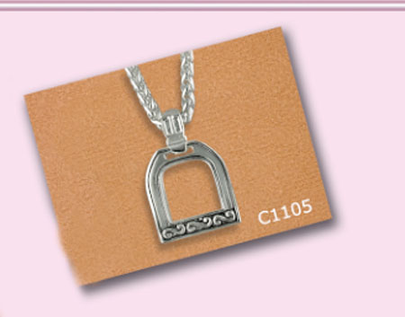 English Scroll Stirrup Necklace - Silver