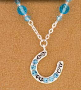 Horseshoe Dangle Necklace - Aqua