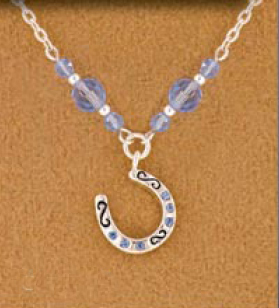 Horseshoe Dangle Necklace - Blue