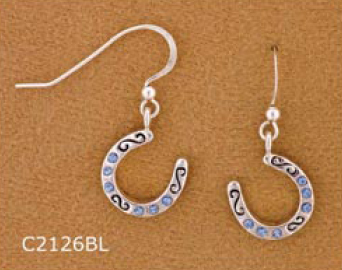Horseshoe Dangle Earrings - Blue