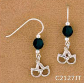 D Bit Snaffle Earrings - Black. Equestrian horse jewelry fashion earrings.