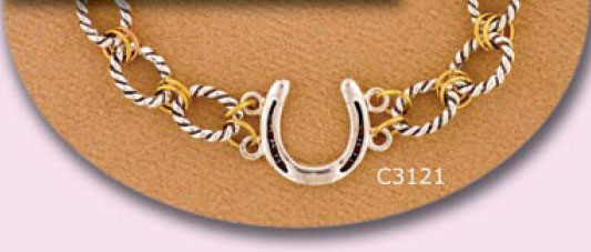 Horseshoe Bracelet - 2 Tone Cable Chain